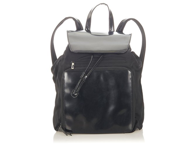 gucci black canvas backpack