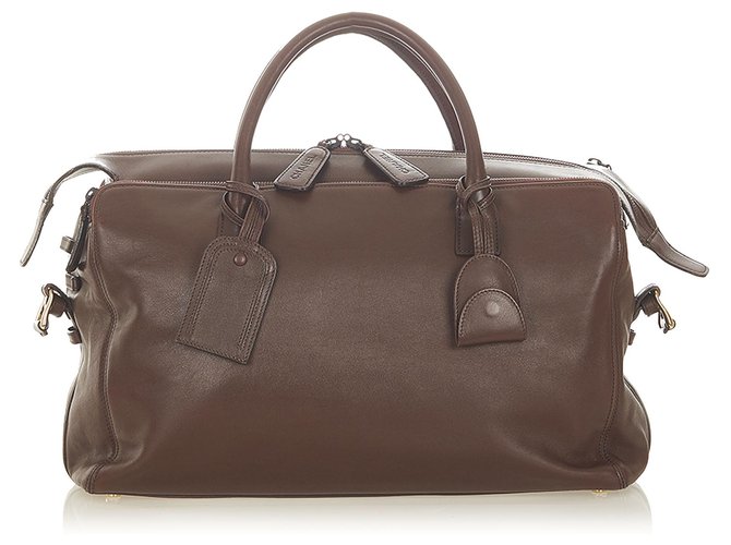 Chanel Brown CC Leather Travel Bag Dark brown Pony-style calfskin  ref.295842