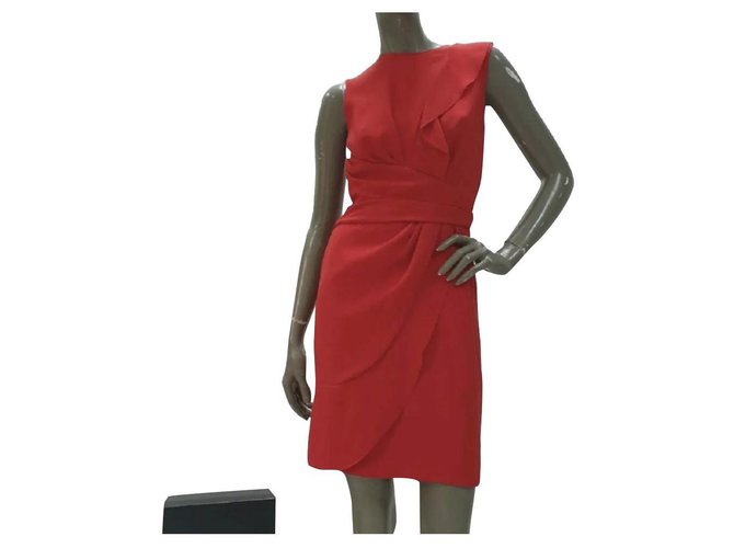 Christian Dior Mini robe en soie rouge Dior Sz 38  ref.296688