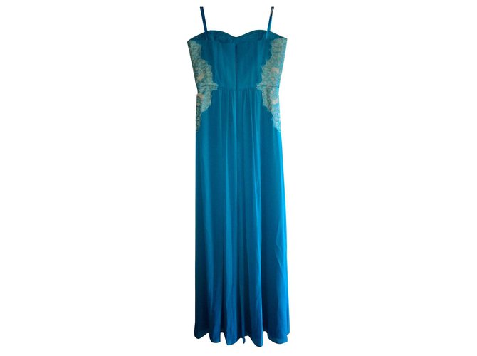 Bcbg Max Azria NWT Ashby Woven Evening Maxi Dress Blue Synthetic  ref.296820