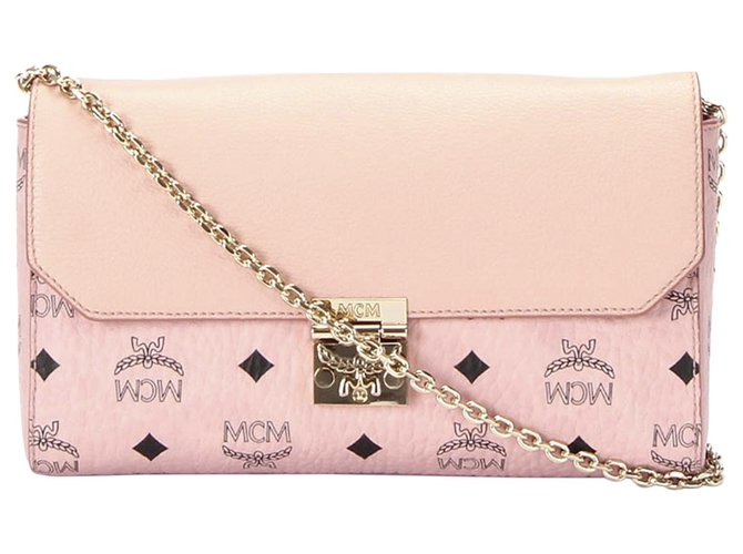 MCM Pink Visetos Millie Flap Leather Crossbody Bag Pony-style