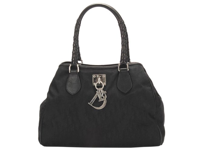 Sac à main Dior noir Dior Oblique Lovely en nylon Cuir Veau façon poulain Tissu  ref.296973