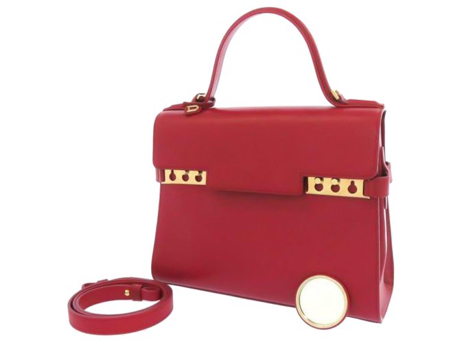 Delvaux Red Tempete Medium Leather Satchel Pony-style calfskin  ref.296978