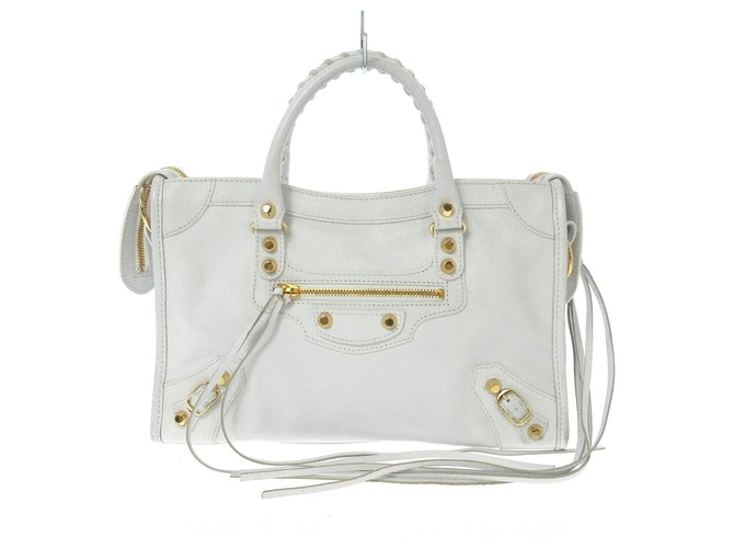 Balenciaga city mini White Leather ref.297291 - Joli Closet