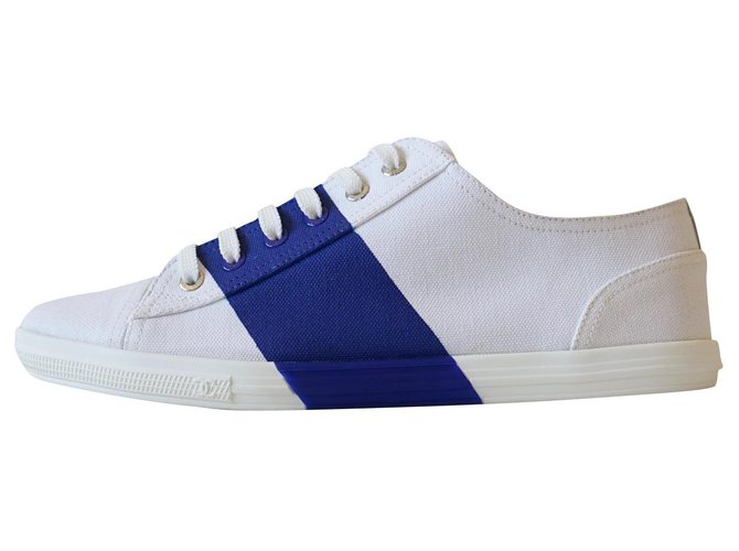 Chanel Sneakers White Blue Cloth ref.297314 - Joli Closet