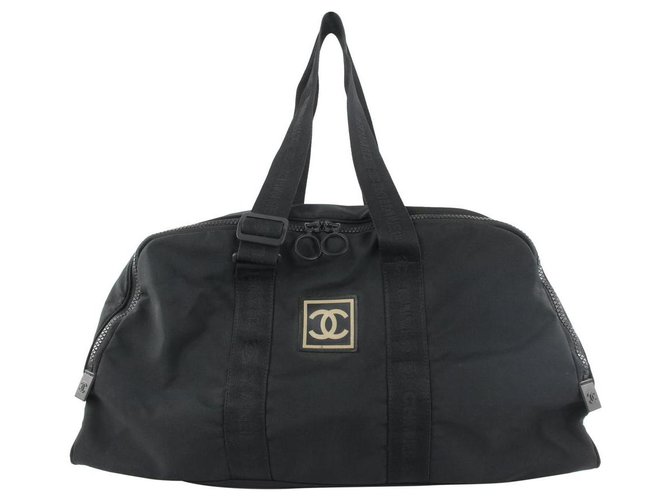 Chanel Borsone sportivo Boston nero con logo CC  ref.297396