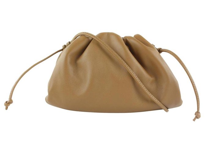 Bottega Veneta Camel Brown Smooth Leather Mini Pouch Crossbody Bag  ref.297402