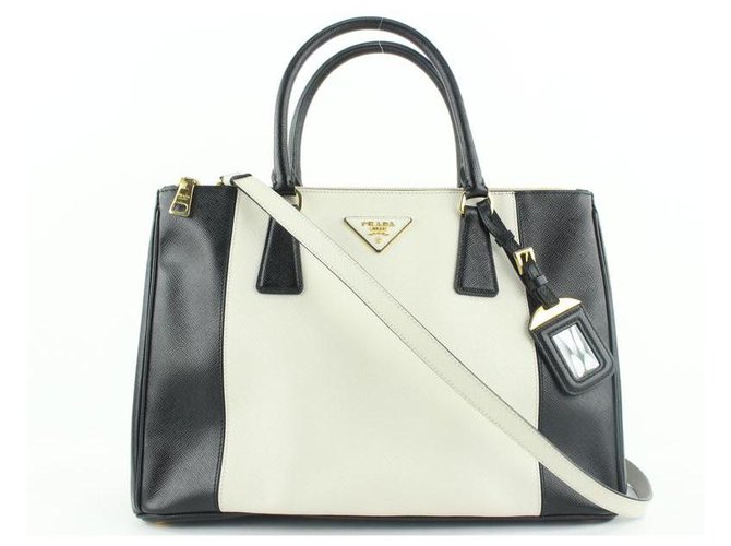 Prada, Bags, Prada Saffiano Lux Medium Tote Shoulder Bag White Leather  New