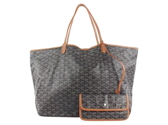 Goyard St Louis GM White Large Chevron Canvas Leather Tote Bag