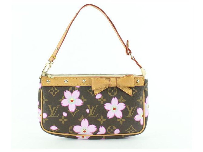 Louis Vuitton Monogram Cherry Blossom Pochette Accessoires Wristlet Pouch Bag Leather  ref.297475