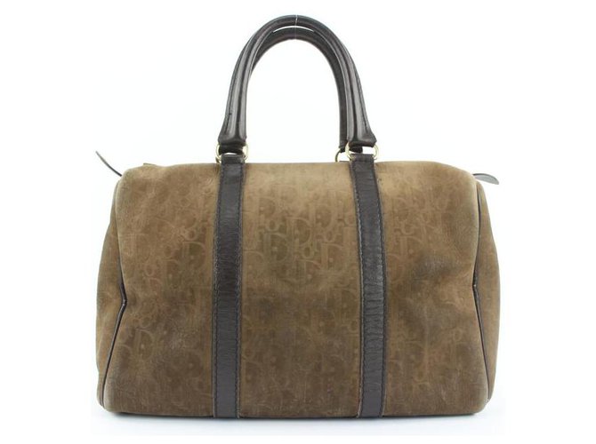 Dior Embossed Suede Monogram Trotter Boston Bag Leather  ref.297536