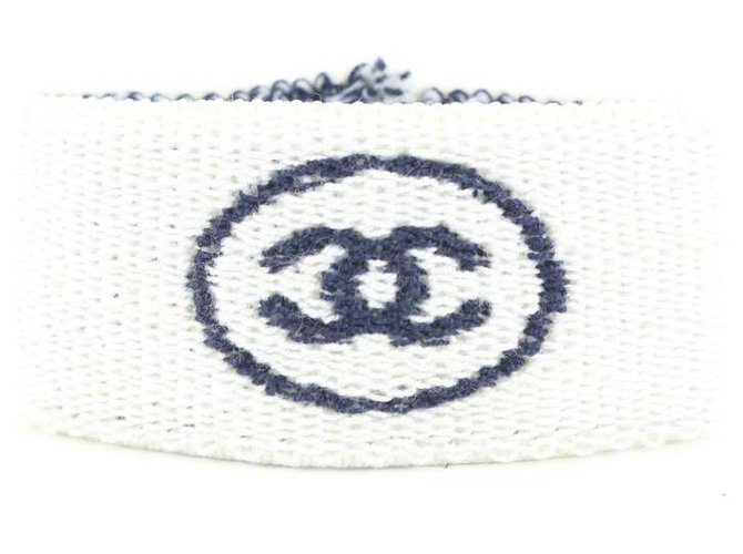Chanel White x Navy Gym Bracelet Sweat Band  ref.297576