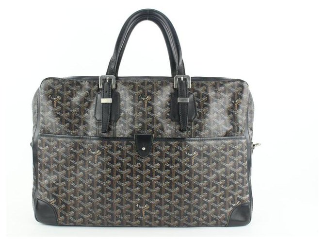 Goyard Black Chevron Ambassade GM Attache Briefcase bag Leather ref.297626  - Joli Closet