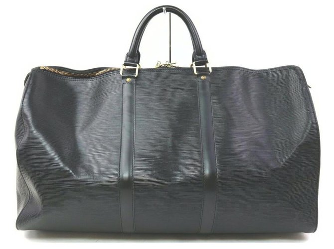 Louis Vuitton Keepall nero in pelle Epi Noir 50 Borsone ref.297683 - Joli  Closet