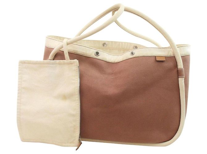 Hermès Brown x Creme Lindy de Plage Einkaufstasche mit Beutel
