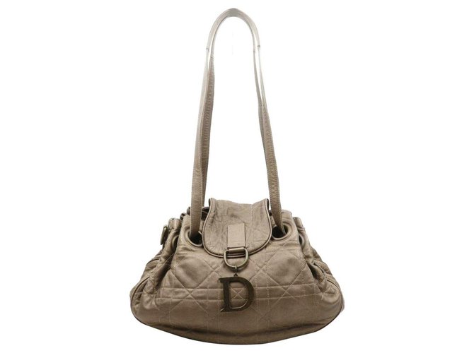 Christian Dior Bronze Quilted Cannage Leather Shoulder Hobo Bag  ref.297716