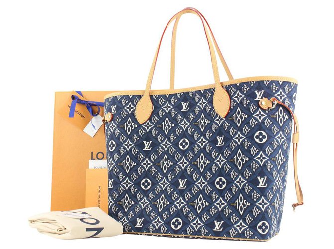 Louis Vuitton Blue Since 1854 Monogram Neverfull MM Tote Bag Leather  ref.297790 - Joli Closet