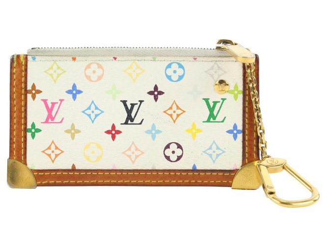 Louis Vuitton White Monogram Multicolor Key Pouch Pochette Cles Key Chain  Leather ref.297825 - Joli Closet
