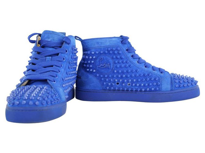 Christian Louboutin tamaño 39 Zapatos deportivos con clavos planos azules Lou Pik Pik Orlato  ref.297923