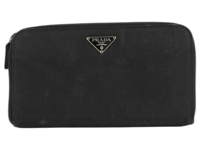 Prada Black Tessuto Nylon Zip Around Continental Wallet Zippy  -  Joli Closet