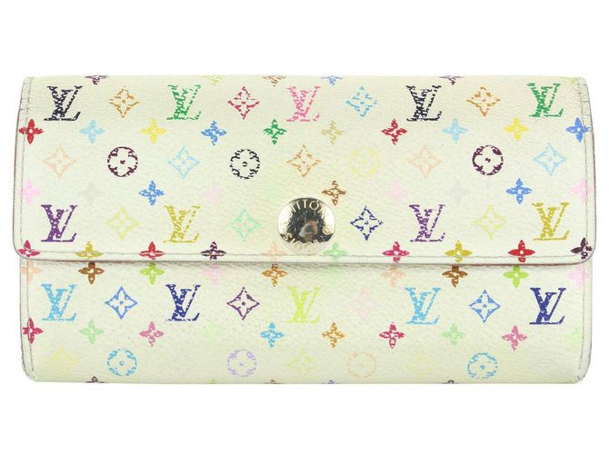 Louis Vuitton Monogram Multicolor Sarah Wallet Long White Tresor Portefeiulle