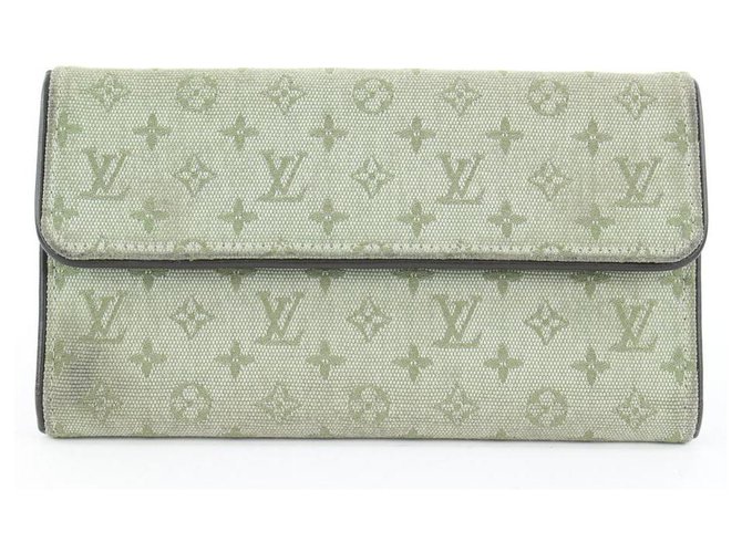 Louis Vuitton Navy Monogram Mini Lin Sarah Long Wallet Portefeuille Tresor  862576