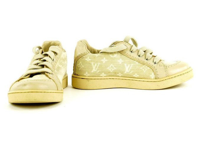NWT Louis Vuitton White Beige Trainer Sneakers with Strap 9 US 8 LV  AUTHENTIC  eBay