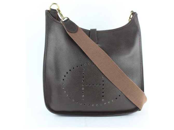 Hermès Dark Brown Evelyne Messenger bag 6Hz1 Cotton  ref.298048