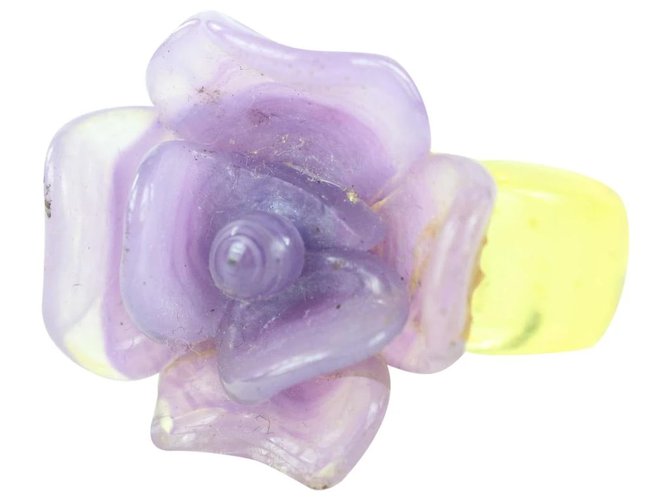 Chanel 01P Purple Camellia Flower Ring  ref.298083