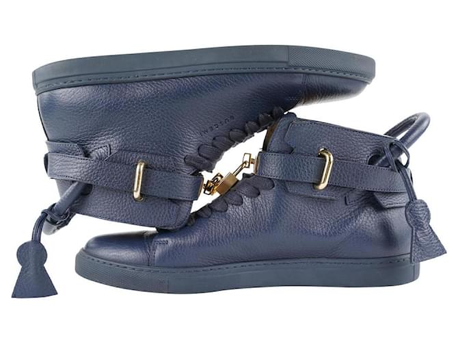 Buscemi Pour des hommes 41 cuir bleu 100mm Sneaker Baskets montantes à cadenas  ref.298094