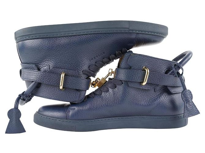 Buscemi men's 41 blue leather 100mm Sneaker High top Padlock Sneaker