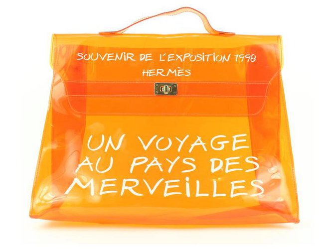 Hermès Arancio traslucido 1998 Borsa Kelly Souvenir De L'Exposition  ref.298191