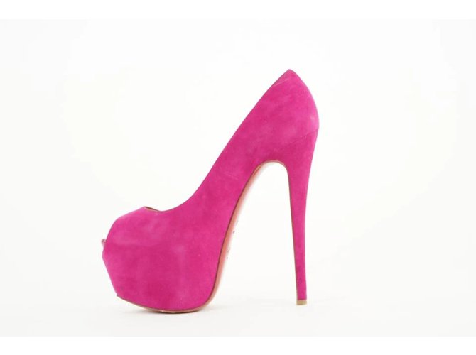 Christian Louboutin Pink Magenta Cyclam Suede Highness 160 Platform heels  ref.298203
