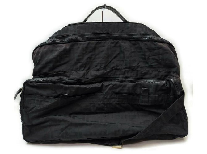 Fendi Large Black Monogram FF Zucca Travel Bag Leather  ref.298228