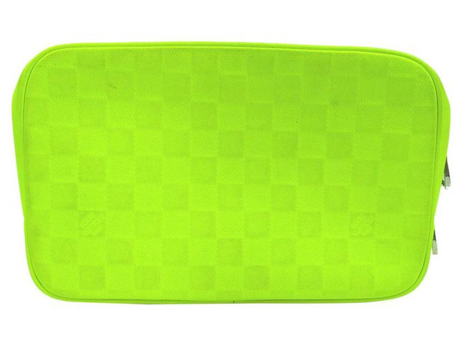 Louis Vuitton Lime Neon Green Damier Infini Toiletry Pouch Cosmetic Case  ref.298275