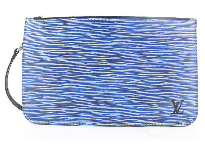 Louis Vuitton Bolso de mano Neverfull Pochette MM / GM de piel vaquera azul Epi Cuero Juan  ref.298369