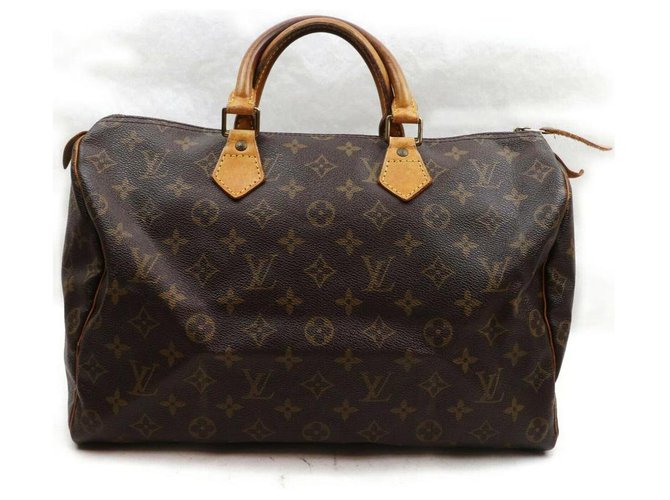 Louis Vuitton Monogram Speedy 35 Borsa Boston MM Pelle Metallo ref.298391 -  Joli Closet