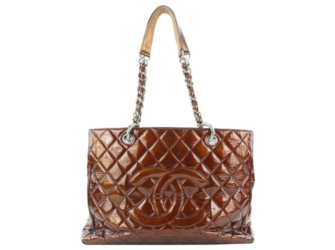 Chanel Quilted Bronze GST Patent Grand Shopping Tote Bag Leather ref.298430  - Joli Closet