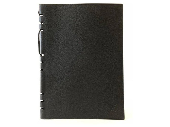 Louis Vuitton Große schwarze Leder Lady Handbook Cover GM  ref.298464