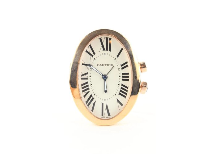 Cartier árbitro 3111 18k Reloj Despertador BaignoireTravel Chapado En Oro Rosa Oro blanco Acero  ref.298512