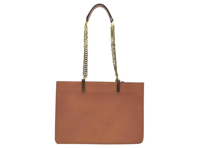 Chloé Orange Leather Chain Tote Bag  ref.298544