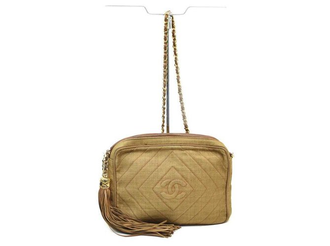 Chanel Hellbraune Quaste Chevron Diamond Quilted Camera Chain Bag Kette  ref.298607