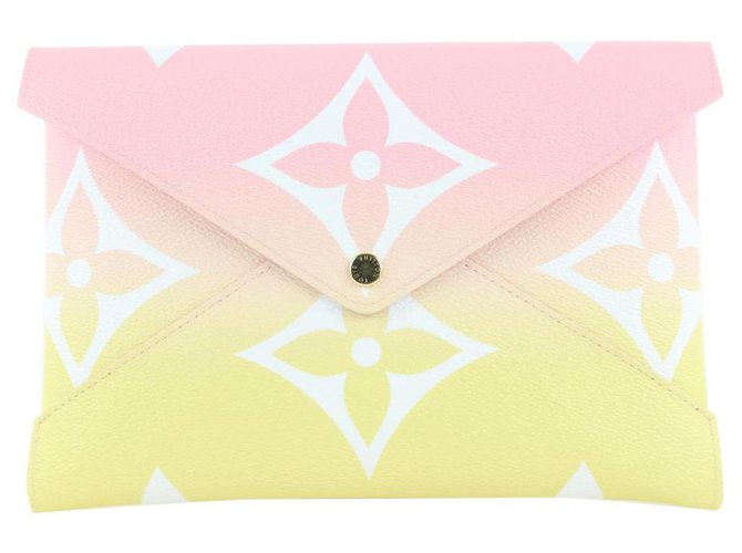 Louis Vuitton Large Pink x Yellow Monogram Kirigami GM Envelop Pouch Leather  ref.298621
