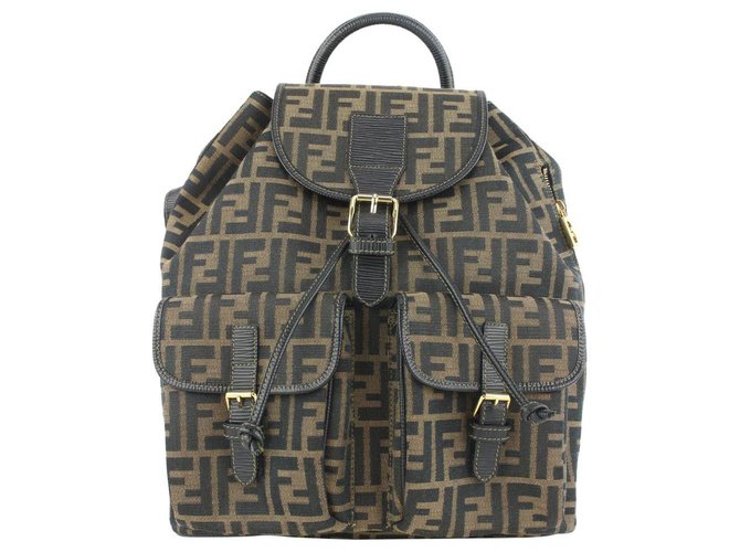 Fendi Tobacco Brown Monogram FF Zucca Backpack Leather  ref.298668