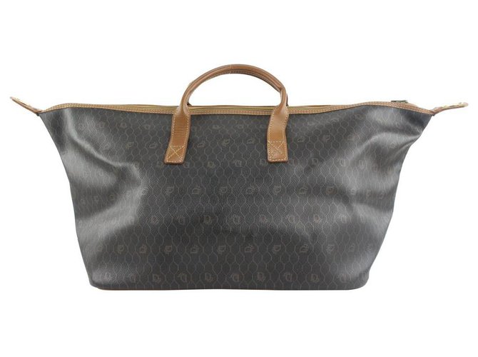 Dior XL Black Monogram Trotter Honeycomb Duffle Convertible Travel Bag Leather  ref.298671
