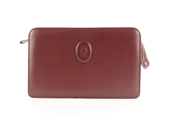 Cartier Bordeaux Leather Clutch Bag  ref.298692