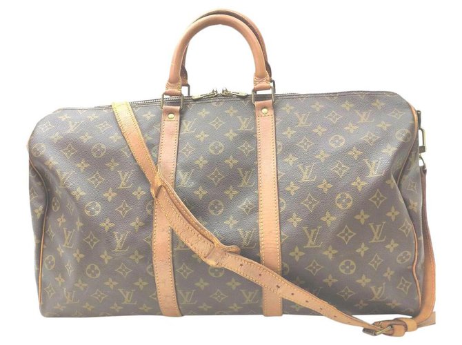 Louis Vuitton Monogram Keepall Bandouliere 50 Duffle Bag with Strap Leather  ref.298720