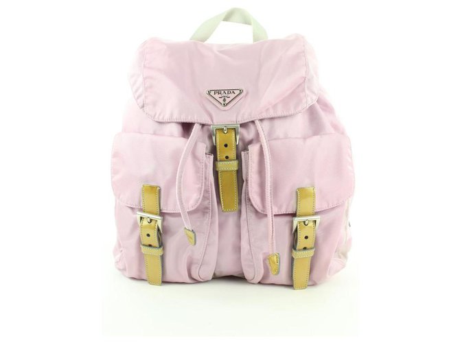 Prada Lavender Nylon Tessuto Twin Pocket Backpacke Leather  ref.298733