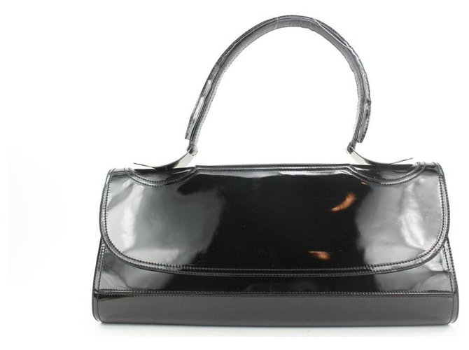 Fendi Black Patent East West Top Handle Bag Leather  ref.298739