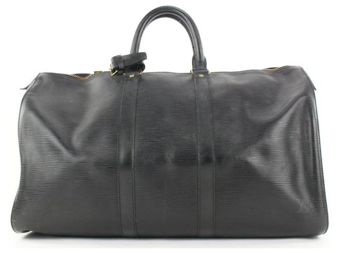 Louis Vuitton Keepall nero in pelle Epi Noir 50 Borsone  ref.298775